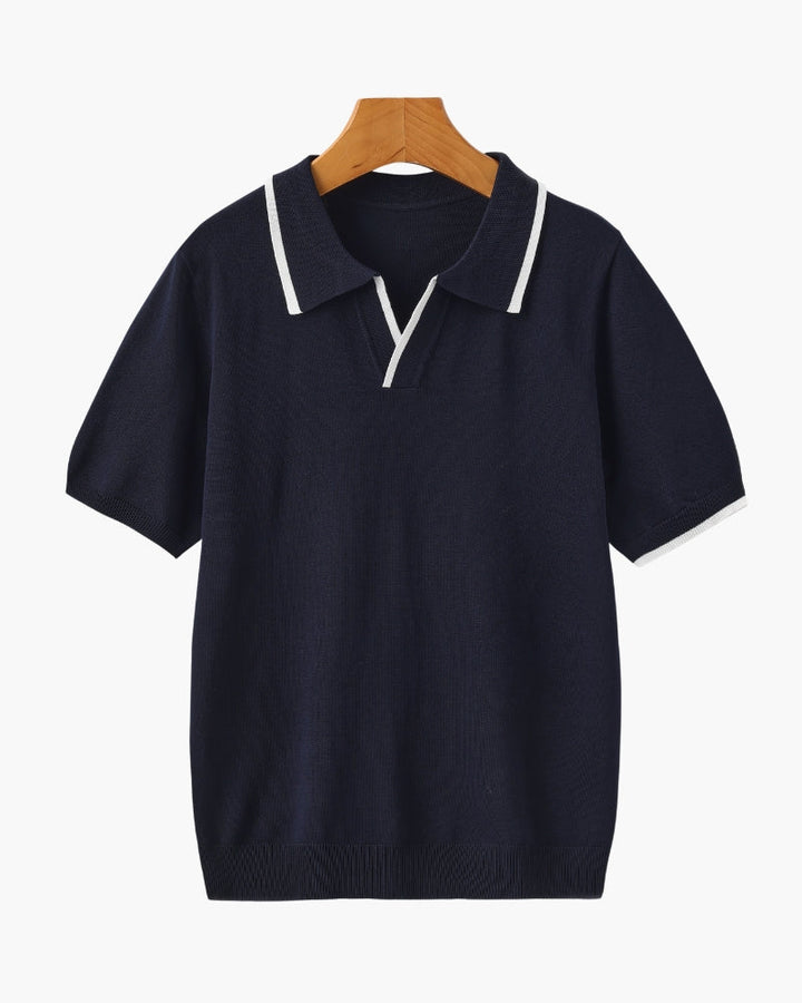 Polo a Maglia con Bordi a Contrasto