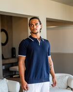 Polo a Maglia con Bordi a Contrasto