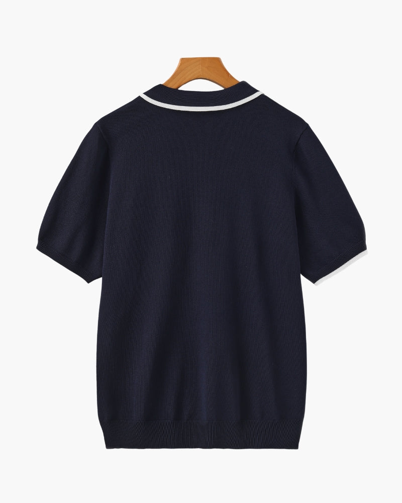 Polo a Maglia con Bordi a Contrasto