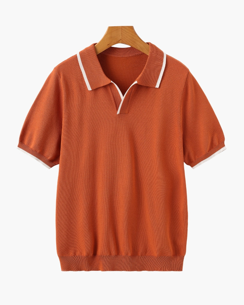 Polo a Maglia con Bordi a Contrasto