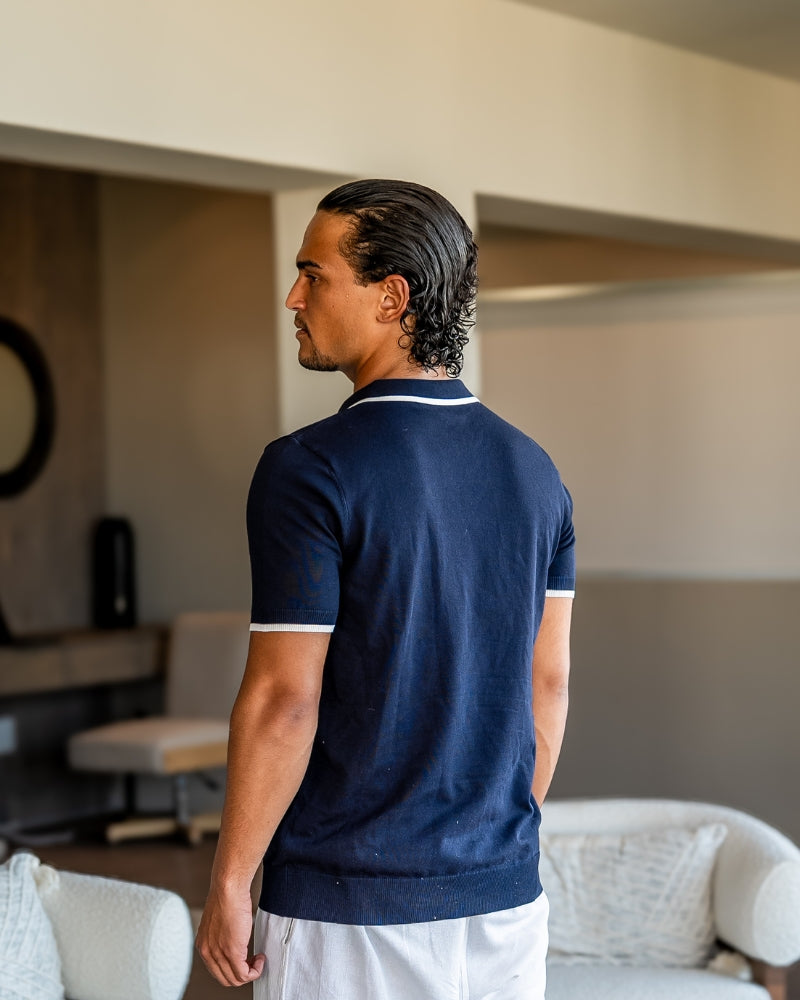 Polo a Maglia con Bordi a Contrasto