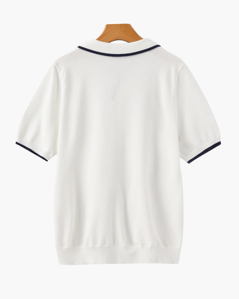 Polo a Maglia con Bordi a Contrasto