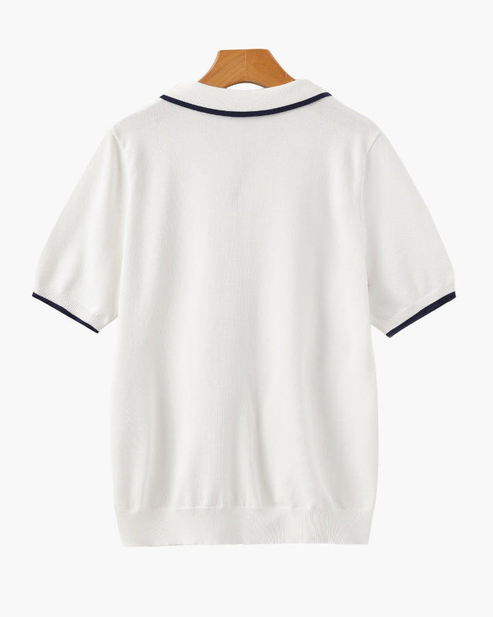 Polo a Maglia con Bordi a Contrasto