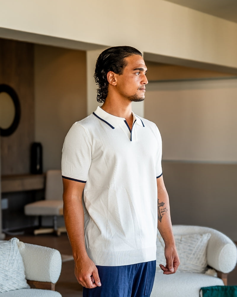 Polo a Maglia con Bordi a Contrasto