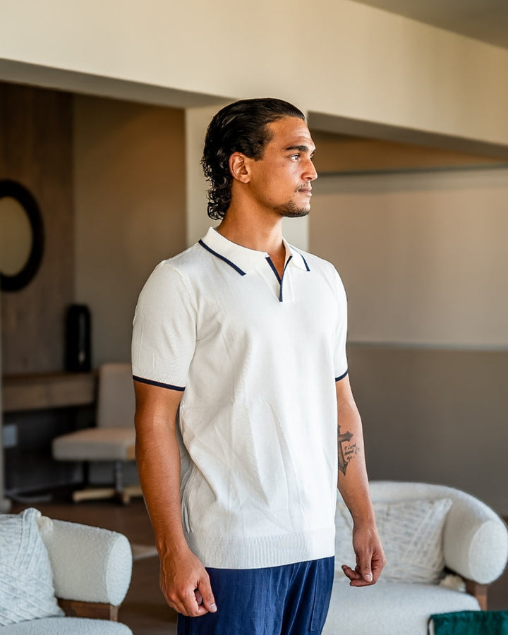 Polo a Maglia con Bordi a Contrasto