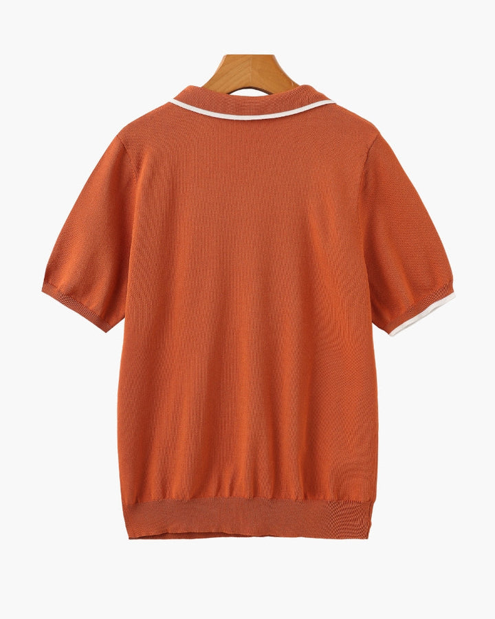 Polo a Maglia con Bordi a Contrasto