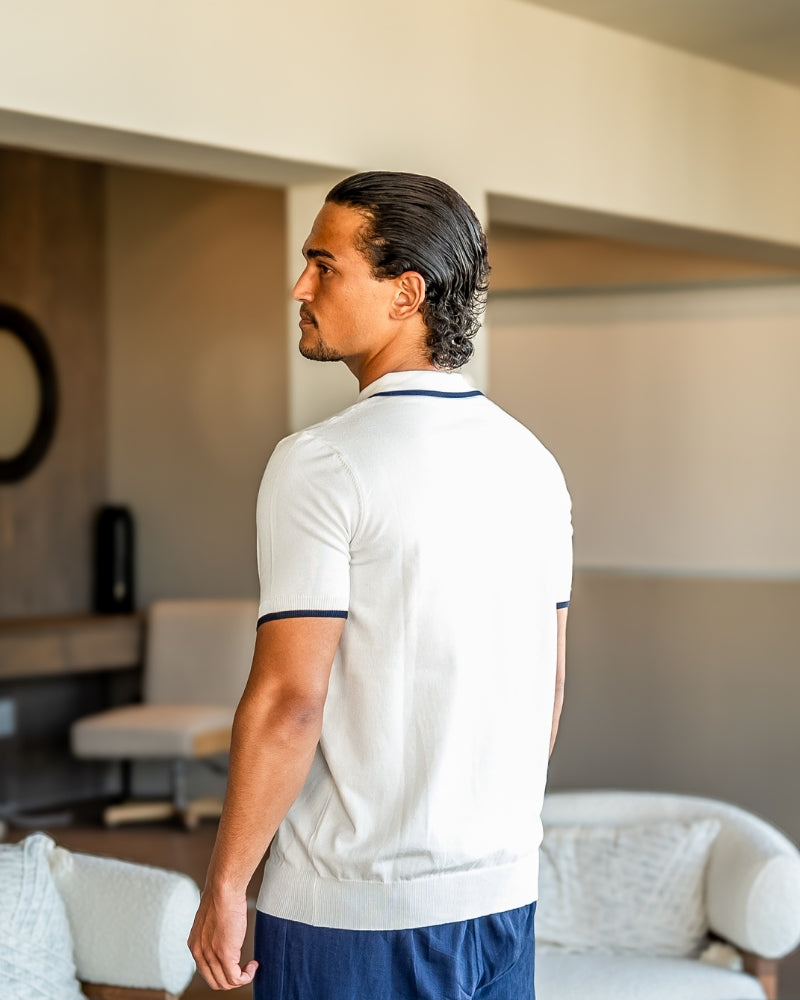 Polo a Maglia con Bordi a Contrasto
