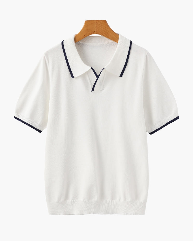 Polo a Maglia con Bordi a Contrasto