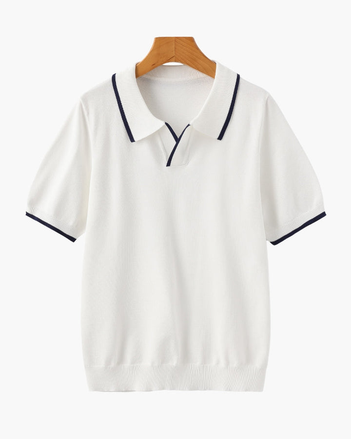 Polo a Maglia con Bordi a Contrasto
