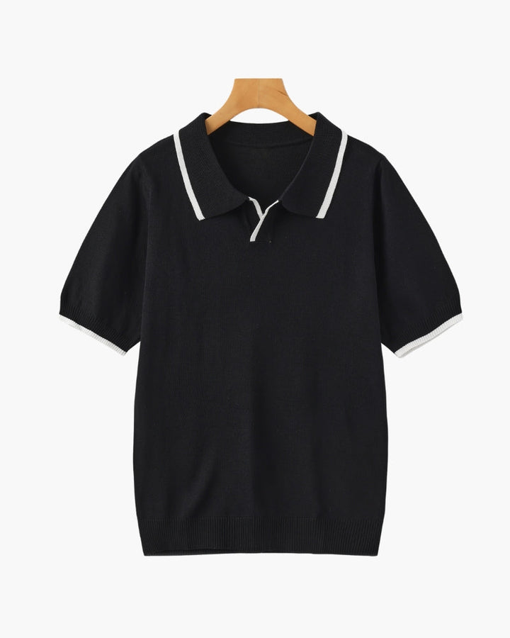 Polo a Maglia con Bordi a Contrasto