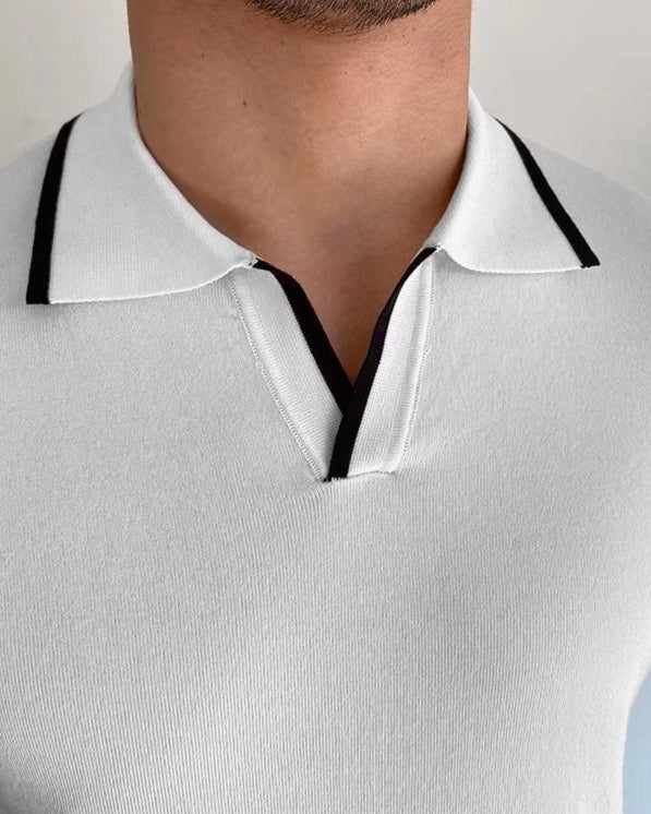 Polo a Maglia con Bordi a Contrasto