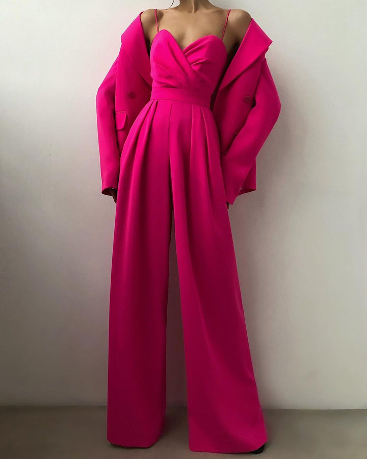 Tuta Elegante con Vita Alta e Gamba Larga