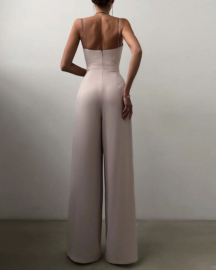 Tuta Elegante con Vita Alta e Gamba Larga