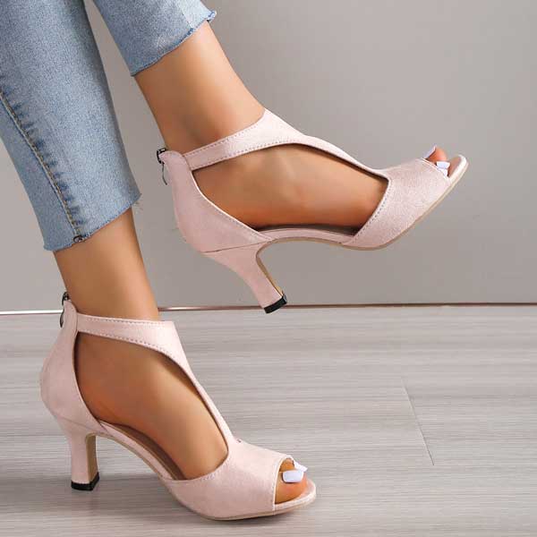 Sandali Slip-On con Fibbia Dorata e Punta Aperta