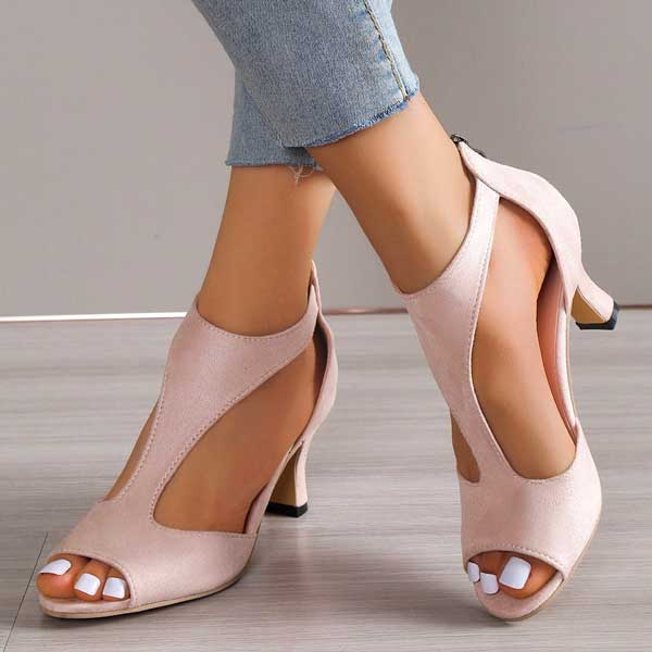 Sandali Slip-On con Fibbia Dorata e Punta Aperta