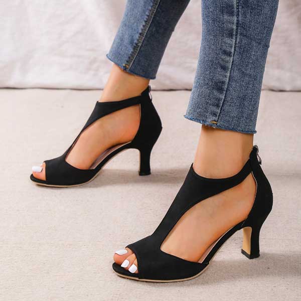 Sandali Slip-On con Fibbia Dorata e Punta Aperta