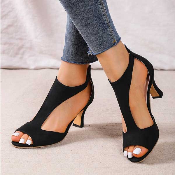 Sandali Slip-On con Fibbia Dorata e Punta Aperta