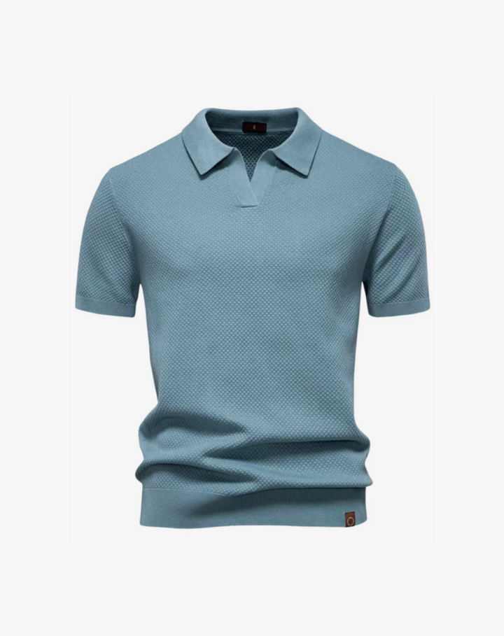 Polo a Maglia Traforata Senza Bottoni