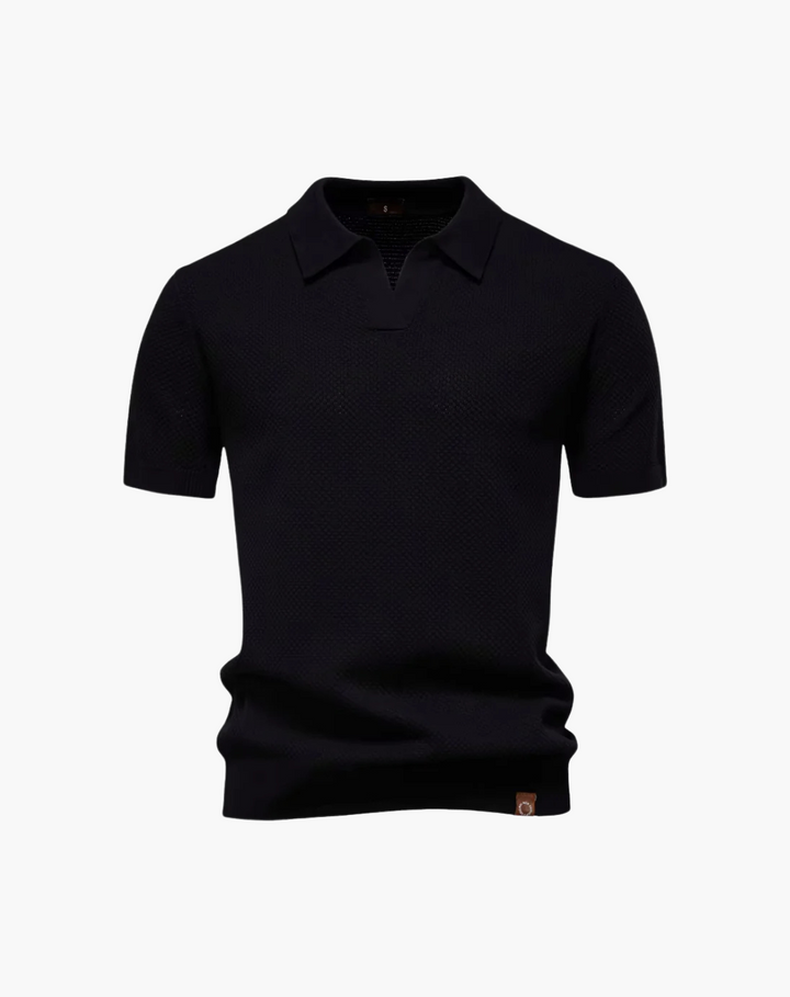 Polo a Maglia Traforata Senza Bottoni