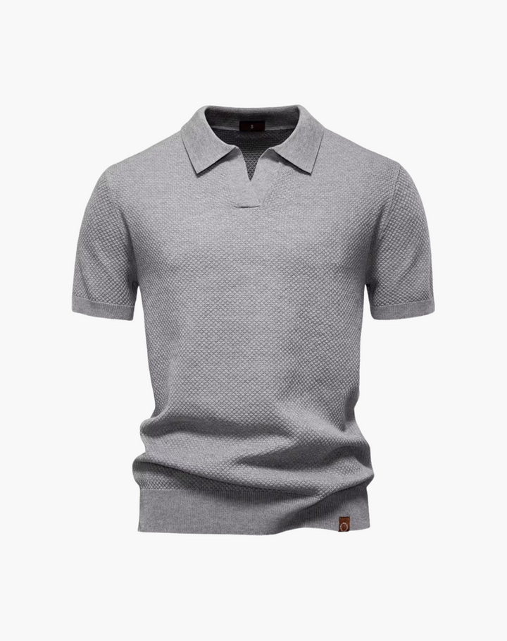 Polo a Maglia Traforata Senza Bottoni