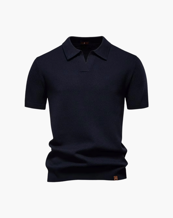 Polo a Maglia Traforata Senza Bottoni
