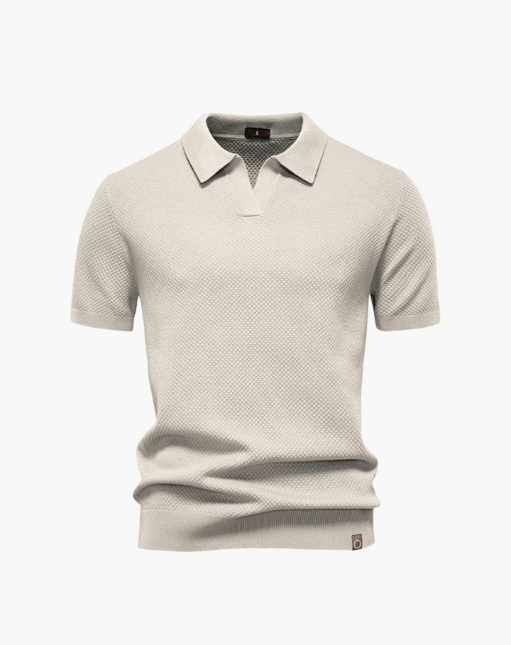 Polo a Maglia Traforata Senza Bottoni