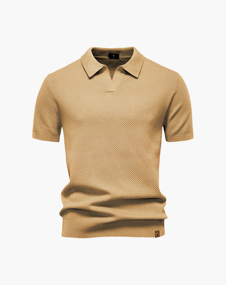 Polo a Maglia Traforata Senza Bottoni