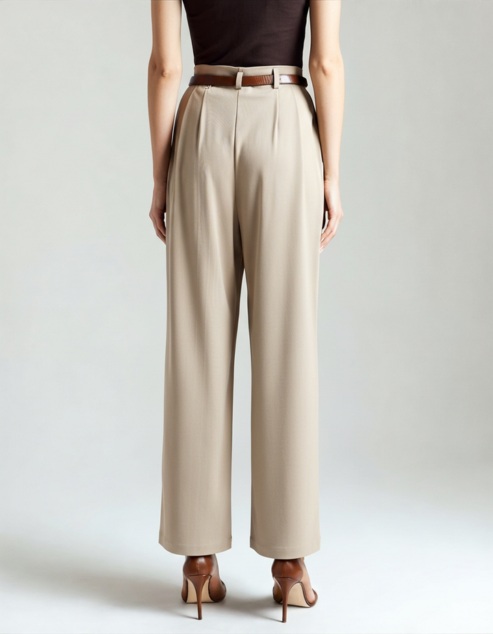 Pantaloni a Gamba Larga con Pieghe