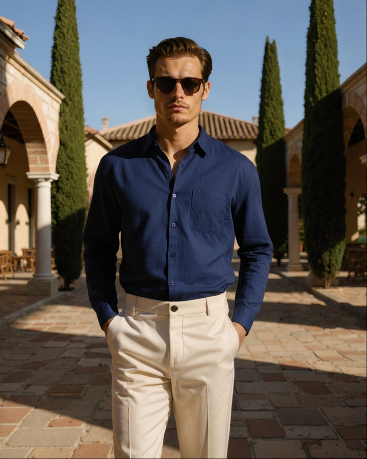 Camicia in Lino a Manica Lunga
