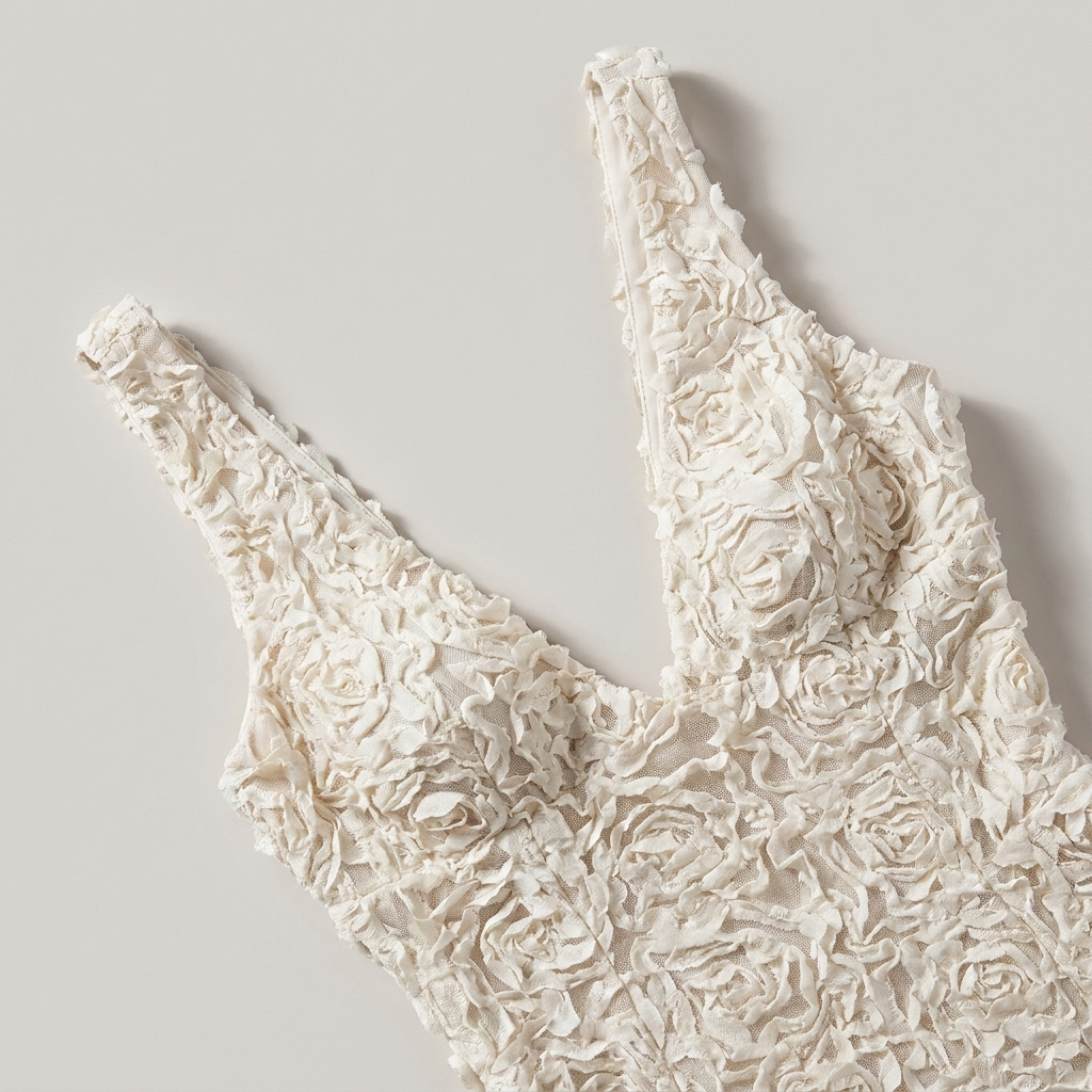 Abito Midi in Pizzo Floreale con Scollo a V