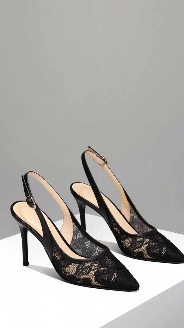 Décolleté Slingback in Pizzo con Punta Affusolata