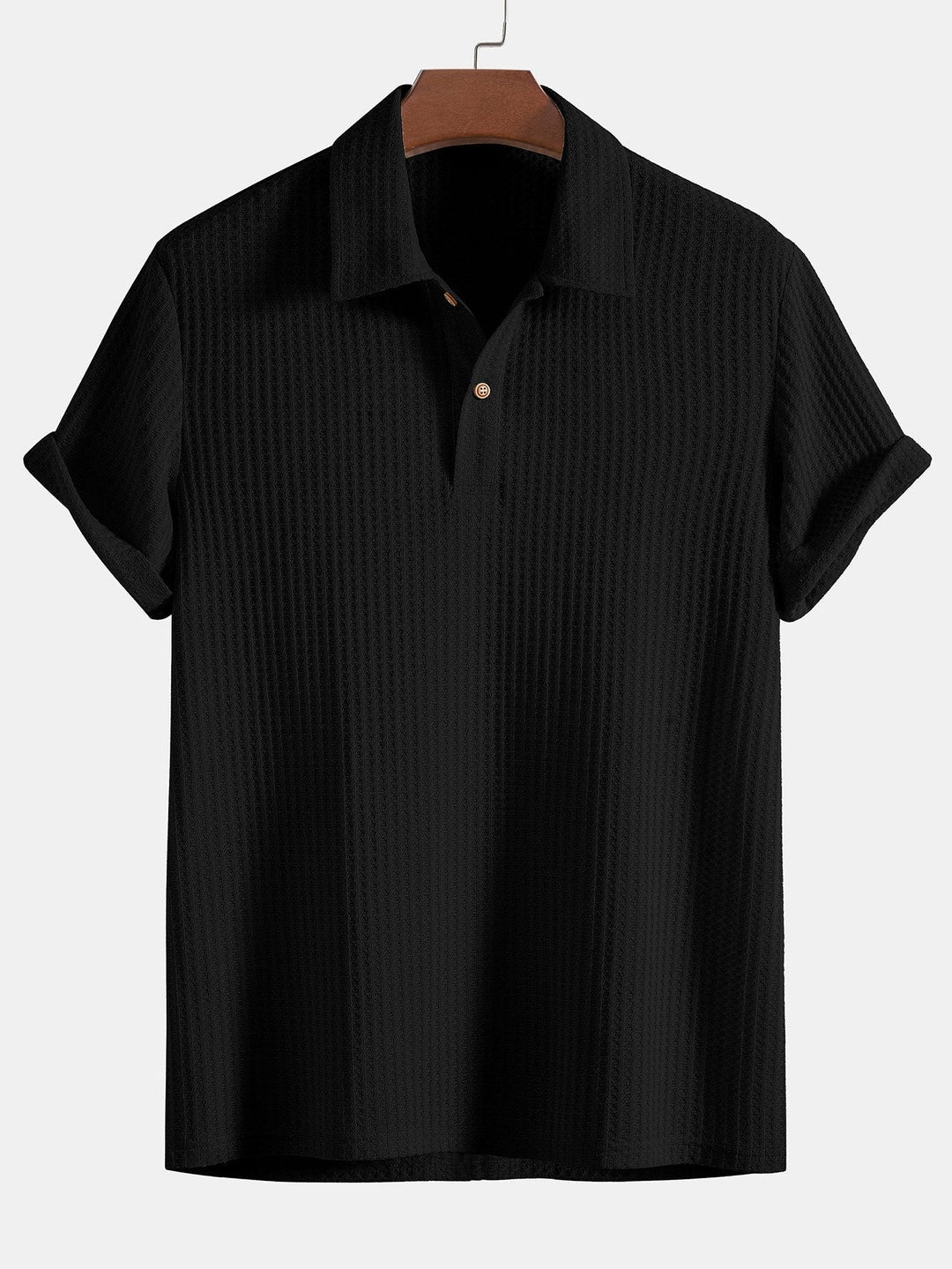 Polo a Maglia Waffle a Manica Corta