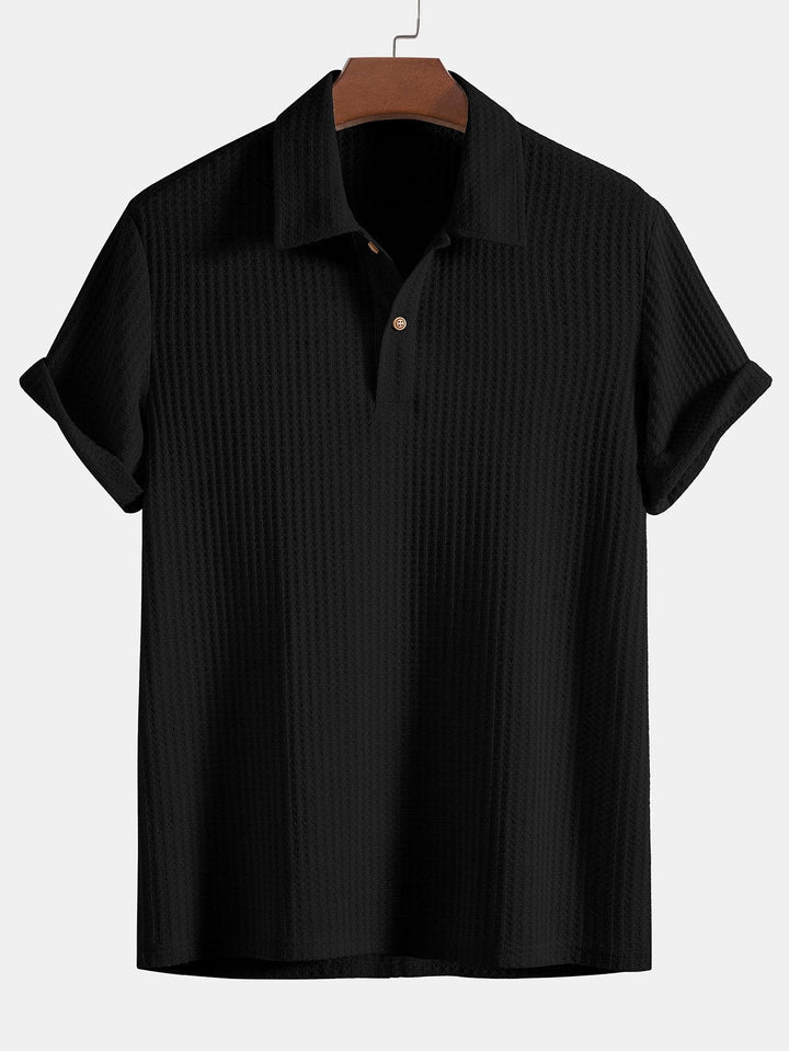 Polo a Maglia Waffle a Manica Corta