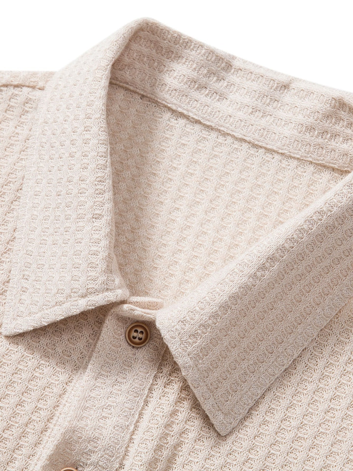 Polo a Maglia Waffle a Manica Corta