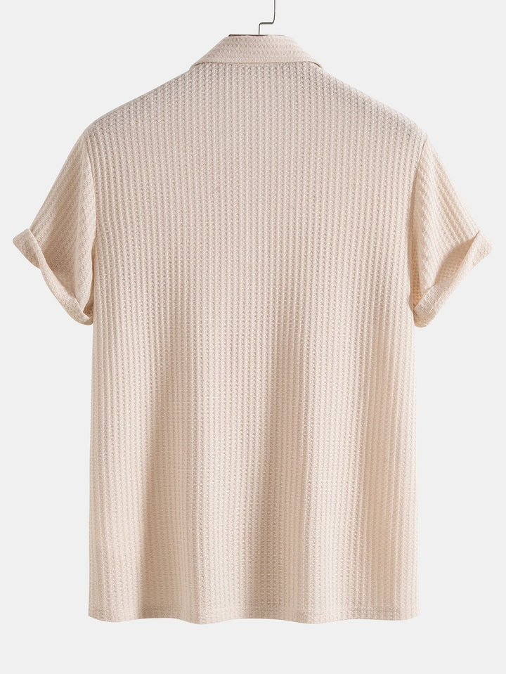 Polo a Maglia Waffle a Manica Corta