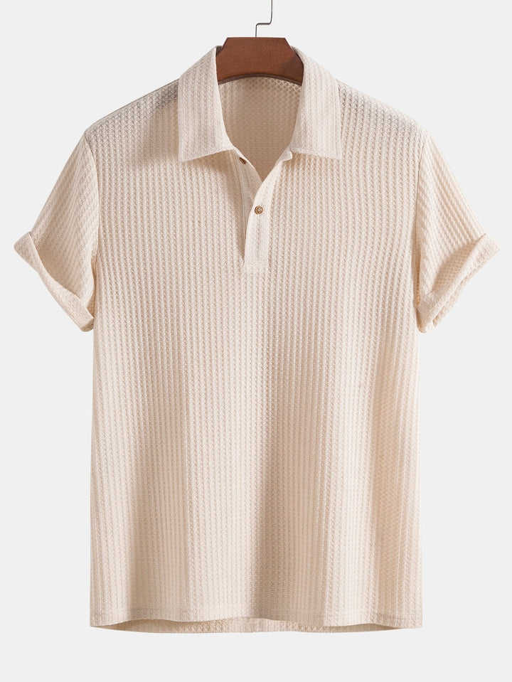 Polo a Maglia Waffle a Manica Corta