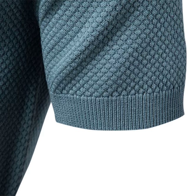 Polo a Maglia Traforata Senza Bottoni