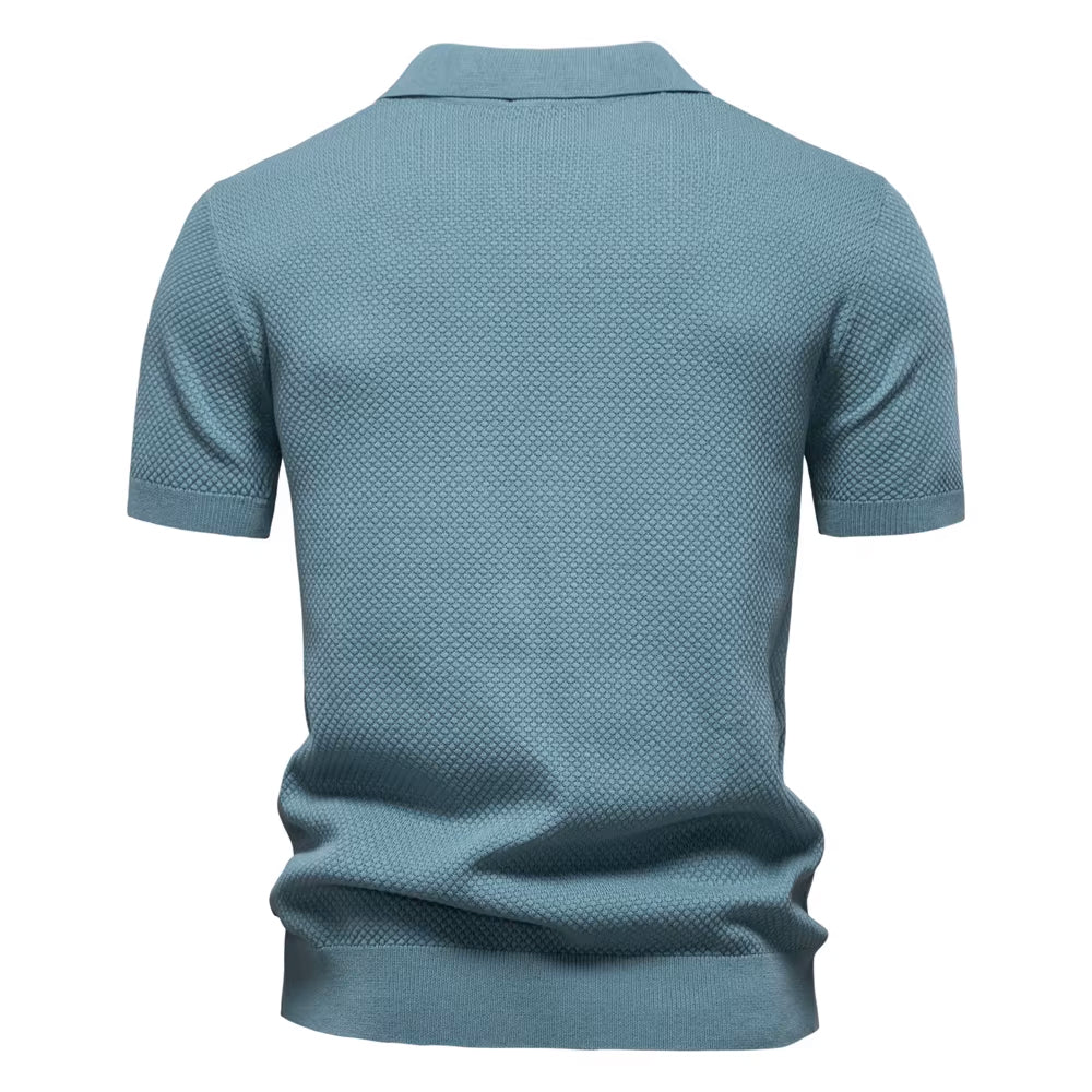 Polo a Maglia Traforata Senza Bottoni